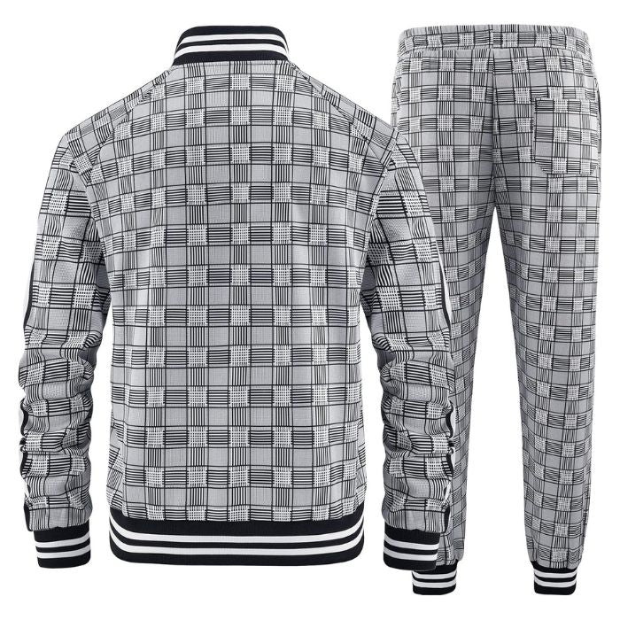 Plaid Zip Up Jacket Tracksuit Men's