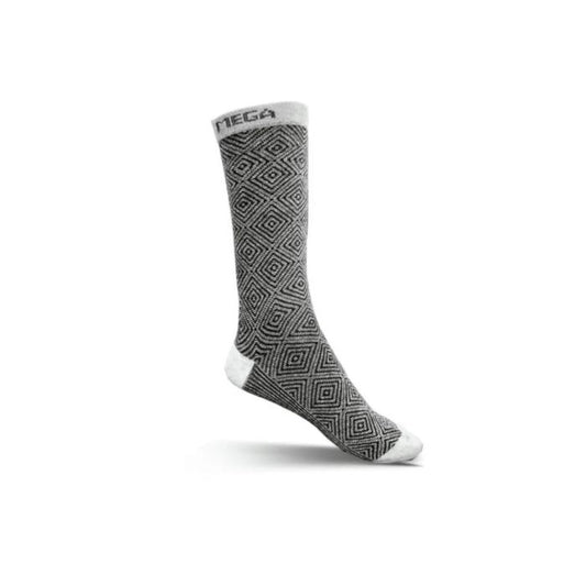 Geometric Diamond Light Grey Crew Socks